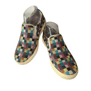 Born Checkered Slip On Boat Shoes Sz 7.5 Tapestry Colorful Rare Sneakers Comfort